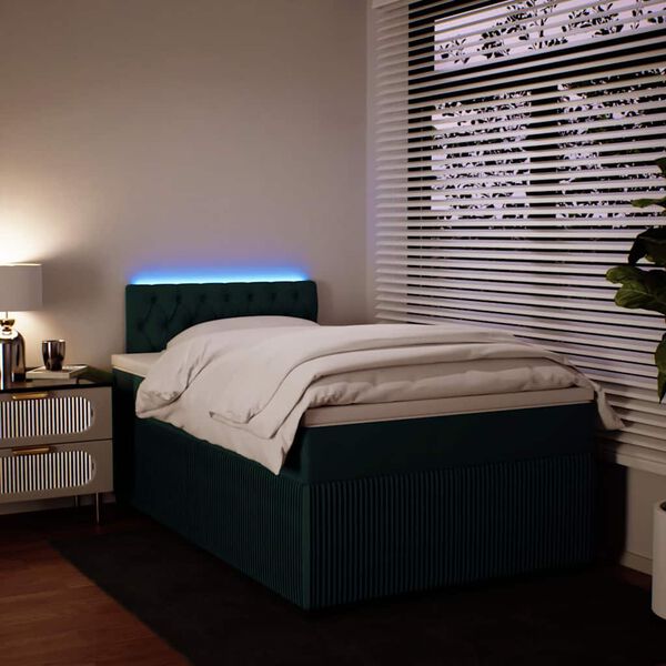 vidaXL Boxspringbett mit Matratze Dunkelgr&uuml;n 120x190 cm Samt