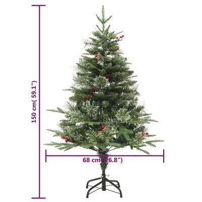 vidaXL Weihnachtsbaum mit Beleuchtung und Kiefernzapfen Grün 150 cm