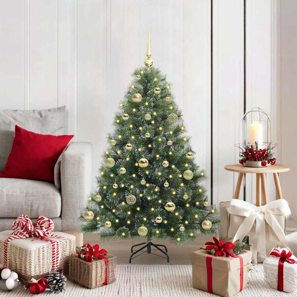 vidaXL K&uuml;nstlicher Weihnachtsbaum mit 150 LEDs Gr&uuml;n 120 cm PE und PVC
