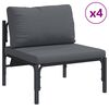 vidaXL Gartensofa-set mit Kissen 7 pcs Schwarz Stahl