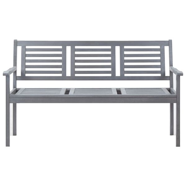 vidaXL Gartenbank 3-Sitzer 150 cm Grau Massivholz Eukalyptus