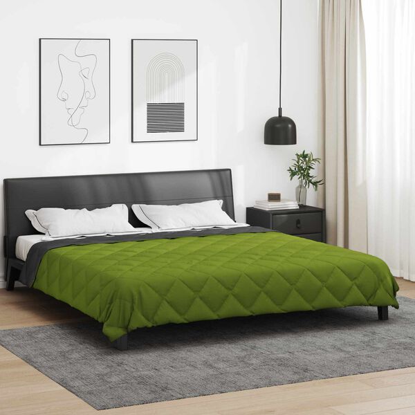 vidaXL Ganzjahresbettdecke Gr&uuml;n und Anthrazit 240 x 200 cm Mikrofaser