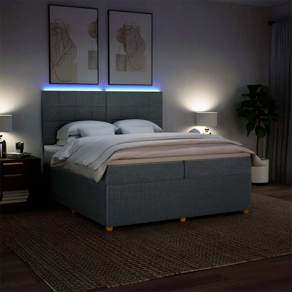 vidaXL Boxspringbett mit Matratze Dunkelgrau 200x200 cm Stoff