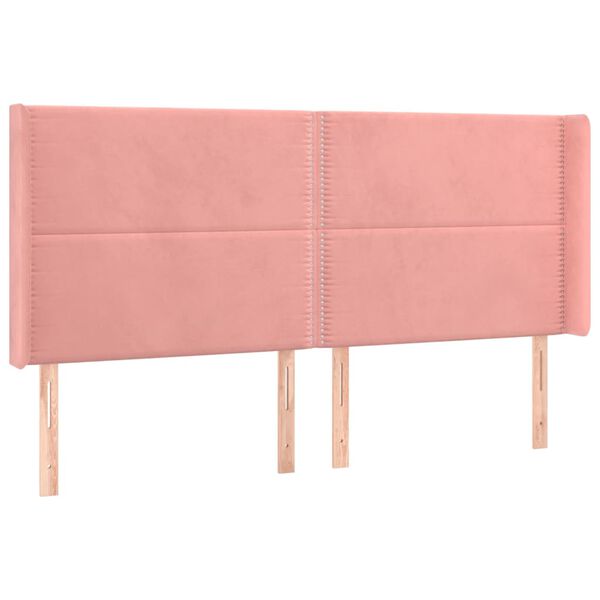 vidaXL Kopfteil mit Ohren Rosa 163x16x118/128 cm Samt