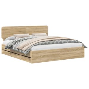 vidaXL Bettrahmen mit Kopfteil Sonoma-Eiche 200 x 200 cm Holzwerkstoff
