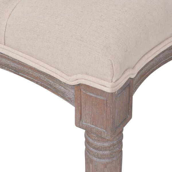 vidaXL Sitzbank Stoff Massivholz 150x40x48 cm Cremewei&szlig;