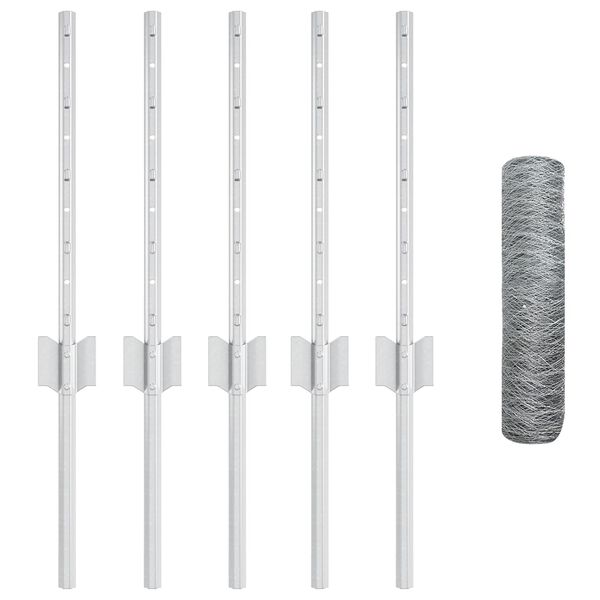 vidaXL Zaun mit Pfosten Silber 0,4 x 10 m Stahl