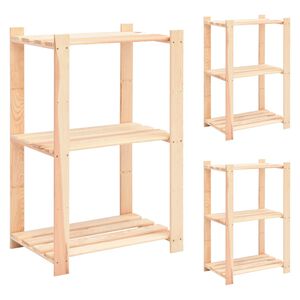 vidaXL Lagerregale 3 B&ouml;den 3 Stk. 60x38x90cm Massivholz Kiefer 150kg