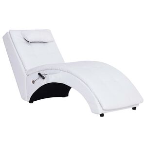 vidaXL Massage Chaiselongue mit Kissen Wei&szlig; Kunstleder