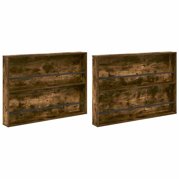 vidaXL Magazinregal mit Regal 2 pcs Ger&auml;ucherte Eiche 100 x 12 x 70 cm