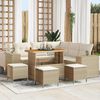 vidaXL Garten-Sofa-Set mit Kissen mit Speicher 9 pcs Beige und Creme