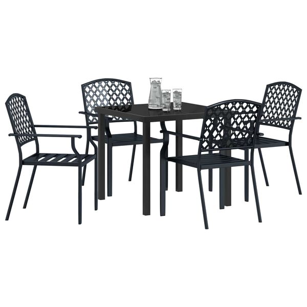 vidaXL Garten Essgruppe 5 pcs Anthrazit Pulverbeschichteter Stahl