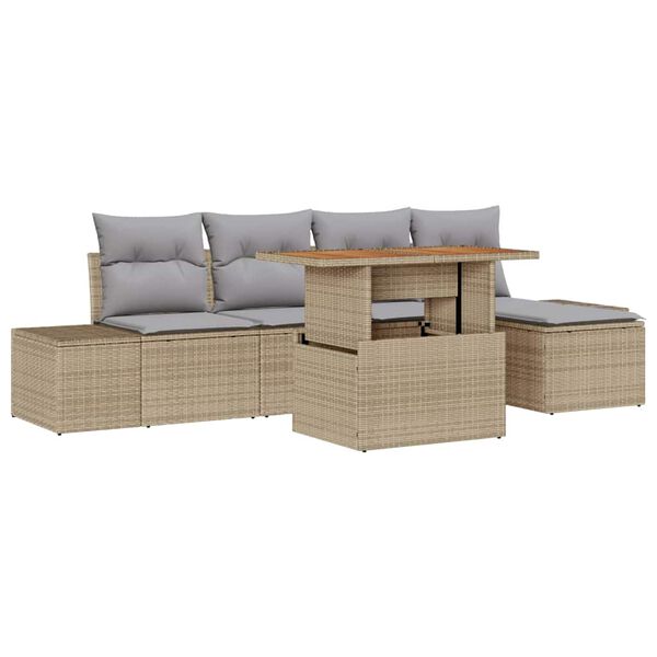 vidaXL Garten Essgruppe mit Kissen 6 pcs Beige und Grau