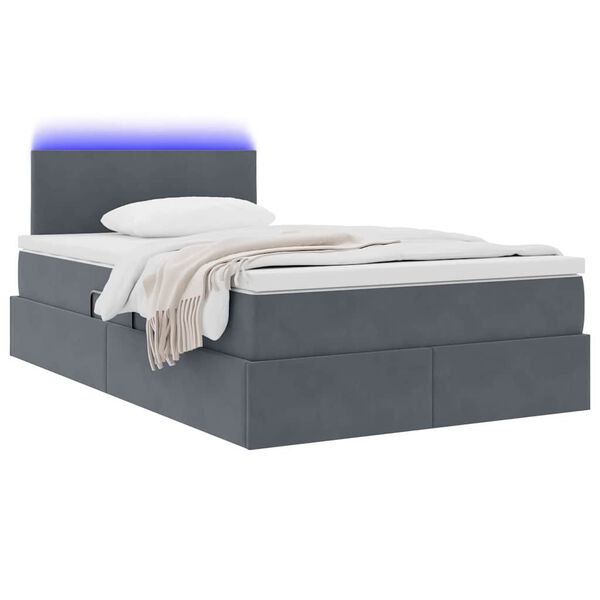 vidaXL Bett mit Stauraum und LED mit LED Dunkelgrau 120 x 200 cm Samt
