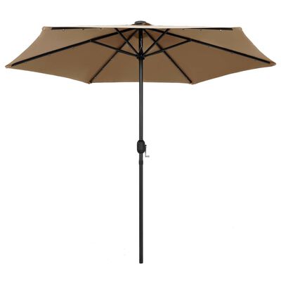 vidaXL Sonnenschirm mit LED-Beleuchtung und Alu-Mast 270 cm Taupe