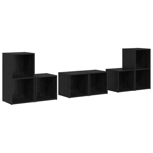 vidaXL TV-Schrankset 6 pcs Schwarz Eichen-Optik Holzwerkstoff