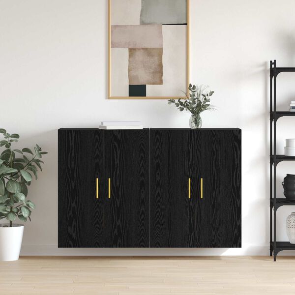 vidaXL Wandschrank 2 pcs Schwarz Eichen-Optik 69,5 x 34 x 90 cm