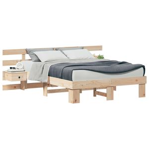 vidaXL Bettrahmen mit Kopfteil Braun 135 x 190 cm Massives Kiefernholz