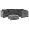 vidaXL 5-tlg. Garten-Lounge-Set mit Kissen Poly Rattan Grau
