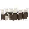 vidaXL Garten Essgruppe mit Kissen 9 pcs Braun Poly-Rattan