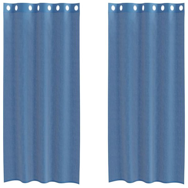 vidaXL Voile Vorh&auml;nge mit &Ouml;sen 2 Stk. K&ouml;nigsblau