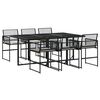 vidaXL 7-tlg. Garten-Essgruppe mit Kissen Schwarz Poly Rattan
