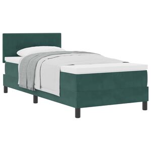 vidaXL Boxspringbett mit Matratze Dunkelgr&uuml;n 100 x 200 cm Samt