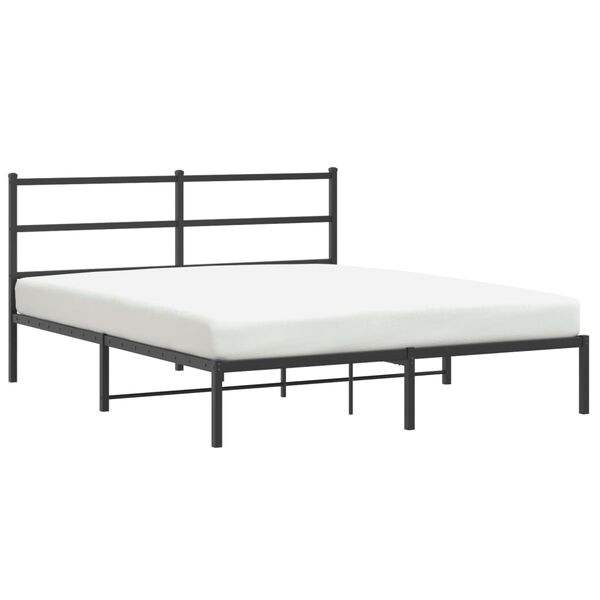 vidaXL Bettgestell mit Kopfteil Metall Schwarz 160x200 cm