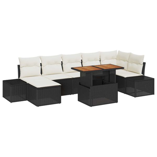 vidaXL Garten-Sofa-Set mit Speicher 8 pcs Schwarz Poly Rattan