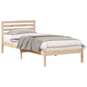 vidaXL Bettrahmen mit Kopfteil Braun 90 x 220 cm Massives Kiefernholz
