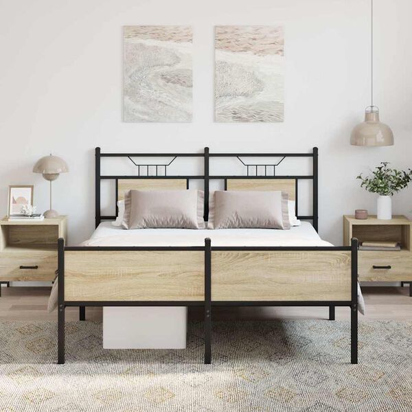 vidaXL Bettgestell ohne Matratze Sonoma-Eiche 140x190 cm Holzwerkstoff