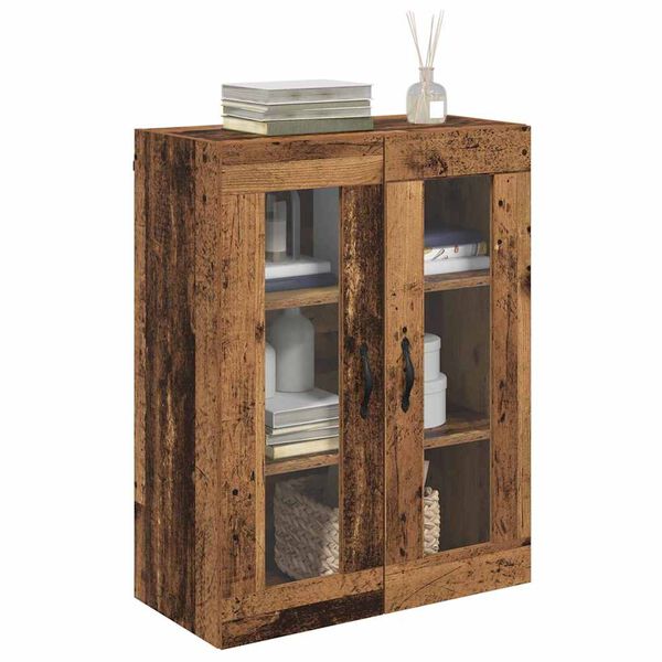 vidaXL Wandschrank Altholz 69,5 x 34 x 90 cm Engineered Wood und Glas