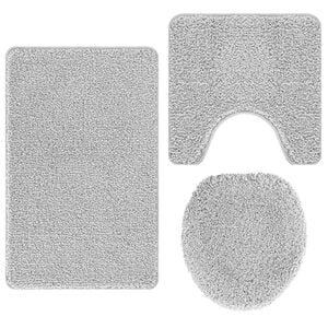 vidaXL Anti-Rutsch Badematten-Set 3 pcs Grau PP