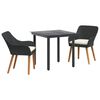 vidaXL Garten Essgruppe mit Kissen 3 pcs Schwarz Poly-Rattan