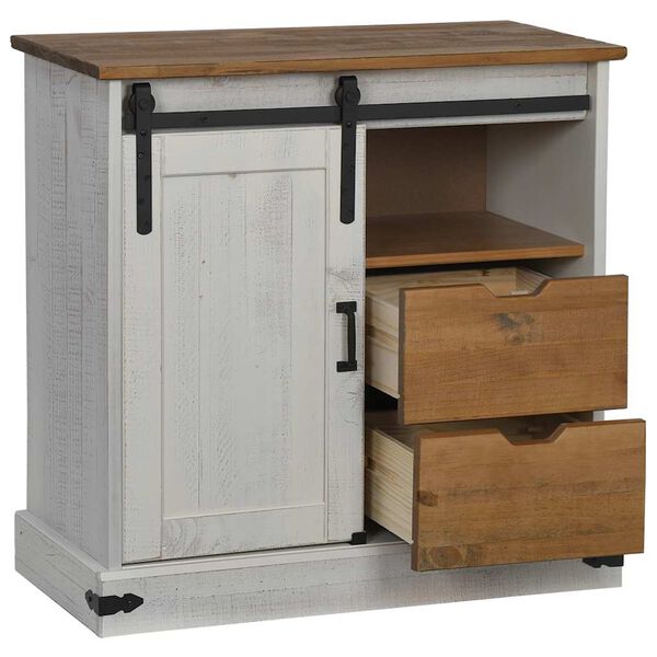 vidaXL Sideboard HALDEN mit Schiebet&uuml;r Wei&szlig; 80x40x80 cm Massivholz