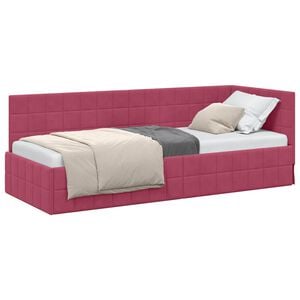 vidaXL Eckbettgestell mit Kopfteil Weinrot 80 cm x 200 cm Samt