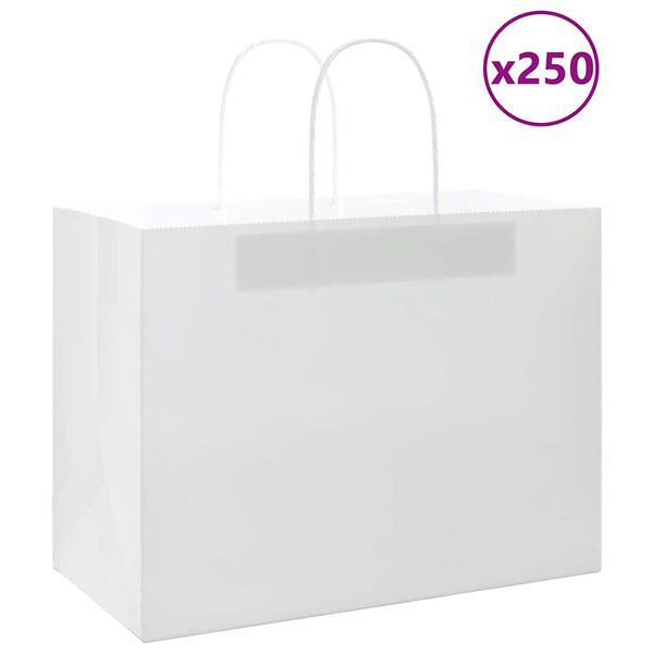 vidaXL Papiertragetaschen 250 Stk. mit Henkeln Wei&szlig; 32x17x25 cm