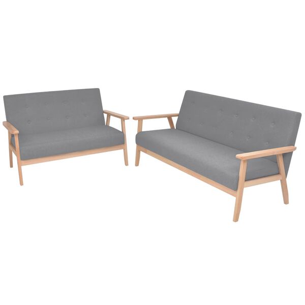 vidaXL Sofa-Set 2-tlg. Stoff Hellgrau