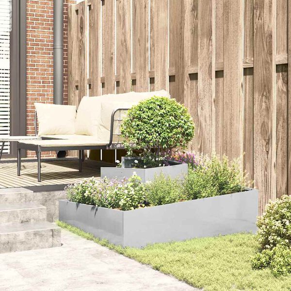 vidaXL Garten-Pflanzgef&auml;&szlig; Silber 100 x 100 x 50 cm Edelstahl