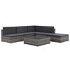 vidaXL 6-tlg. Garten-Lounge-Set mit Kissen Poly Rattan Grau