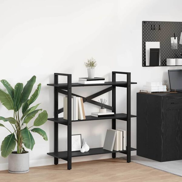 vidaXL B&uuml;cherregal Schwarz Eichen-Optik 100 x 33,5 x 102 cm