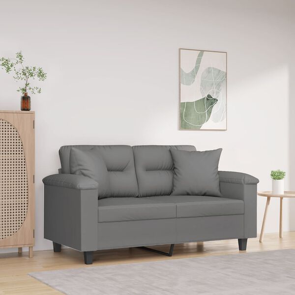vidaXL 2-Sitzer-Sofa mit Kissen Dunkelgrau 120 cm Mikrofasergewebe