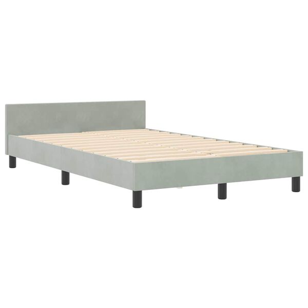 vidaXL Boxspringbett mit Kopfteil Hellgrau 120 x 200 cm Samt