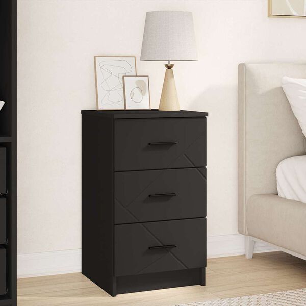 vidaXL Nachttisch mit Schubladen Schwarz 38 x 38 x 66 cm Holzwerkstoff