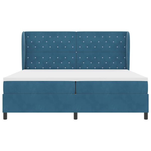 vidaXL Boxspringbett mit Matratze Dunkelblau 200 x 200 cm Polyester