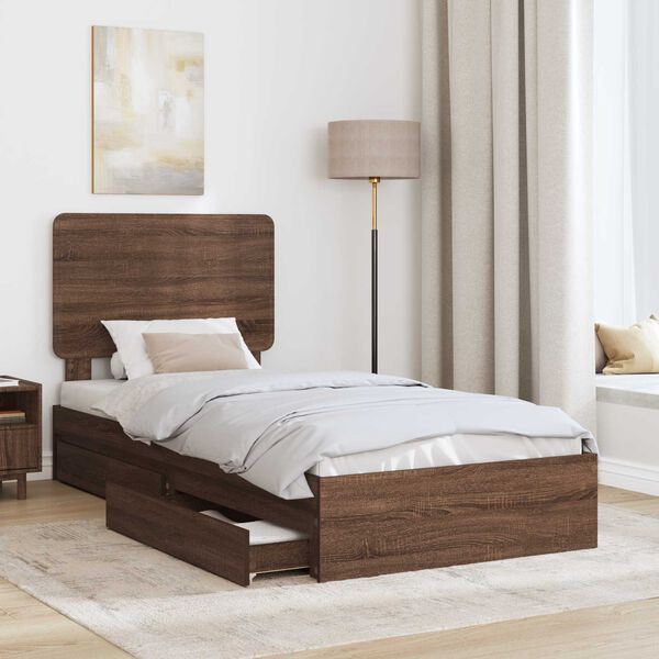 vidaXL Aufbewahrungsbett Braun Eichen-Optik 90 x 200 cm Holzwerkstoff