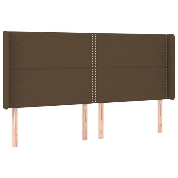 vidaXL Kopfteil mit Ohren Dunkelbraun 203x16x118/128 cm Stoff