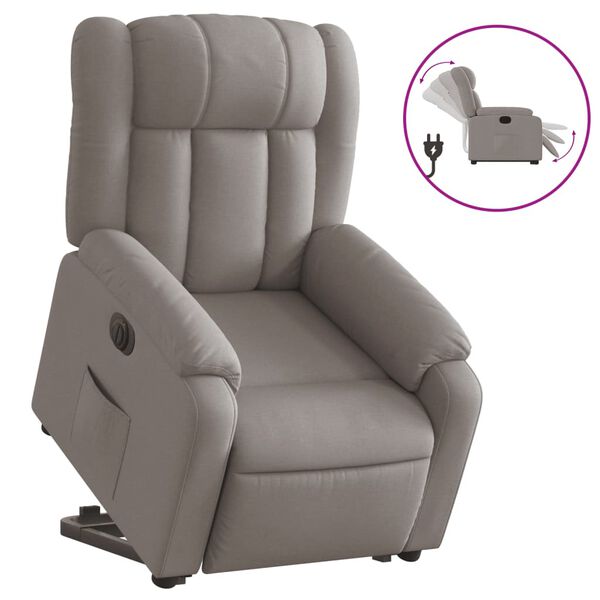 vidaXL Relaxsessel mit Aufstehhilfe Elektrisch Taupe Stoff