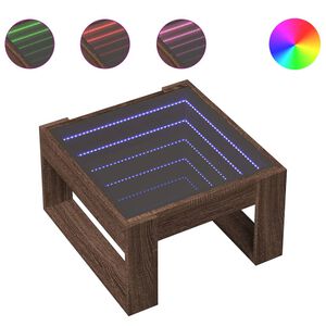 vidaXL Couchtisch mit Infinity-LED Braun Eichen-Optik 50x53x30 cm