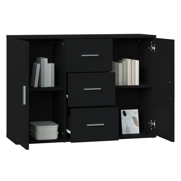 vidaXL Sideboard Schwarz 91x29,5x65 cm Holzwerkstoff